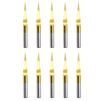 

10Pcs/Set Titanium Coated Carbide PCB Engraving CNC Bit Router Tools 10* 0.1mm