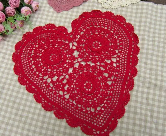 Ручной работы вязаное крючком кружево, хлопок Doily Love коврик для посуды колодки обеденный Чехол для стула, стола домашний декор