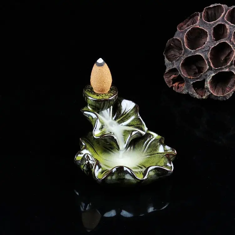 

Ceramic Backflow Incense Burner Green Lotus Towel Incense Burner Use In Home And Office