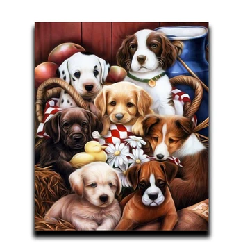 

Diamond cross stitch painting House Decoration Square tablecloth \ Round diamond mosaic embroidered Full of diamonds Group dog