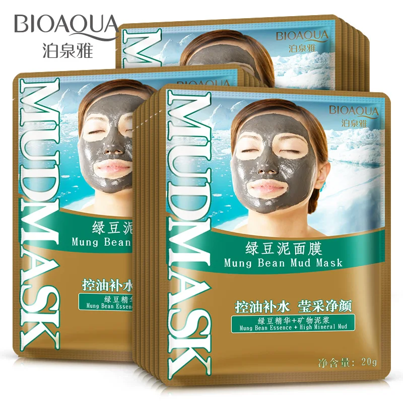 

BIOAQUA Mung Bean Mud Face Mask Essence Moisturizing Anti Acne Removal Blackhead Oil-Control Shrink Pores Facial Mask Skin Care