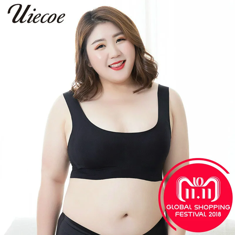 UIECOE  Women Sexy Seamless Bra With pads Big Size Push up Bras Plus Size 4XL 5XL Underwear Vest Tops Wireless Padded Brassiere