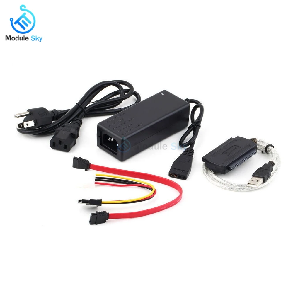 

SATA/PATA/IDE Drive to USB 2.0 Adapter Converter Cable for Hard Drive Disk HDD 2.5" 3.5" with External AC Power Adapter