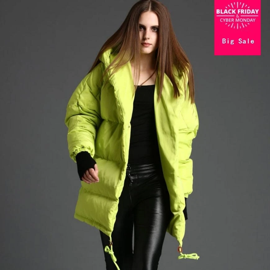 

2019 new fashion brand 90% White duck down warm thicker parkas coat with hooded big size loose long down coat jacket wj1389