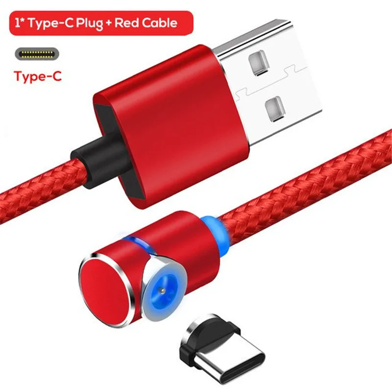 Магнитный кабель Acgicea 90 градусов usb type C для зарядки samsung S8 S9 Plus Магнитная Быстрая зарядка для Xiaomi huawei кабели зарядного устройства - Цвет: Red For Type C