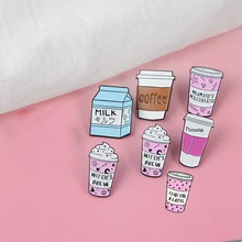 Collection de tasses! Mini tasse à café flottante en crème glacée, dessin animé, boîte à lait, broches, épingles à revers, Wicca, bijoux artisanaux