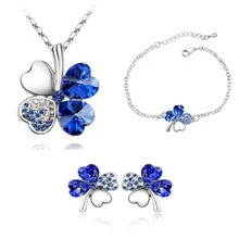 Высокая мода Кристалл Клевер трехсекционный костюм сотуар браслет серьги женские модные аксессуары 090+ 141+ 183