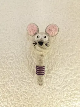 

Mouse rattle, Rattle, Cotton crochet toy, Baby gift, Baby Shower gift, Baby teething toy, Newborn gift
