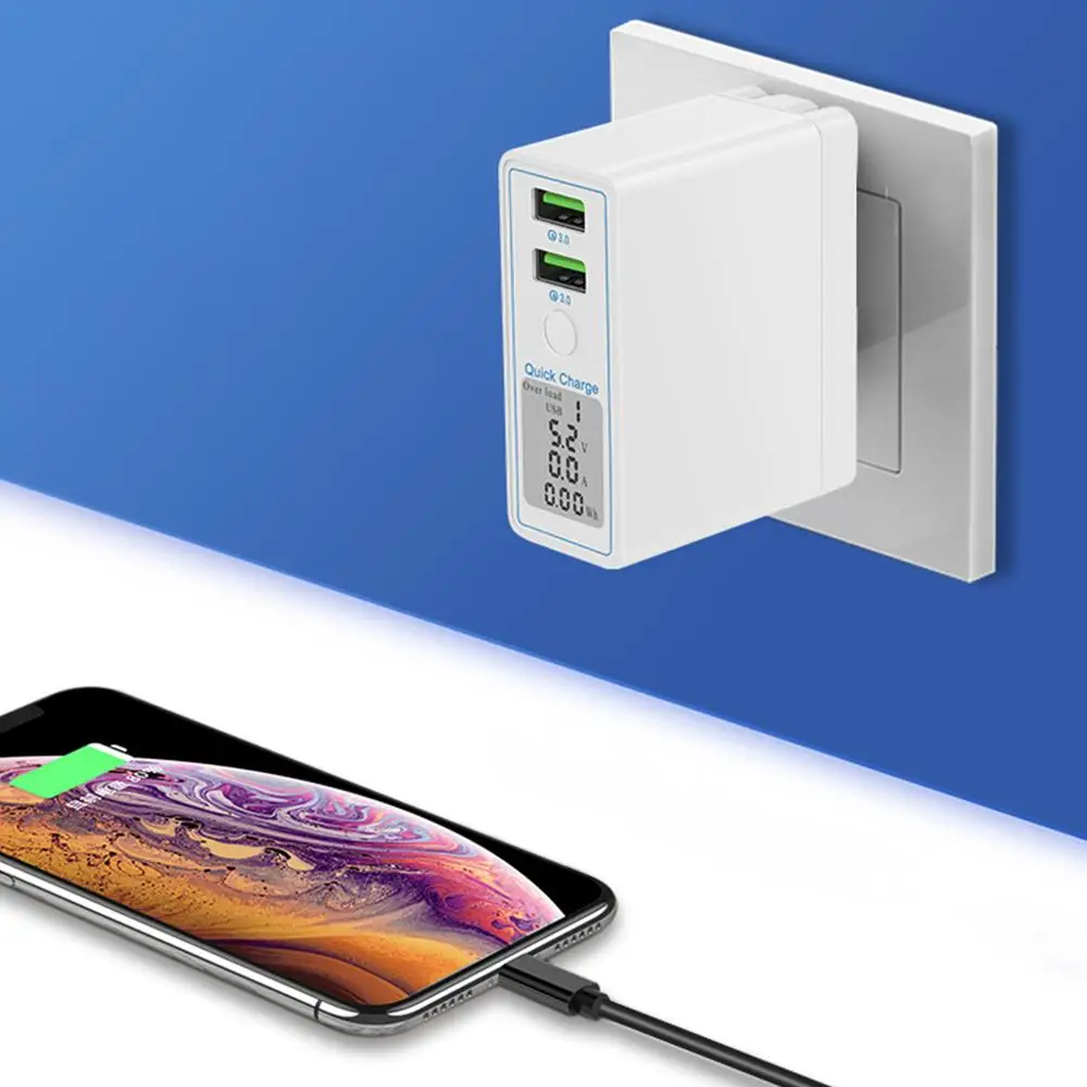 Светодиодный дисплей двойной USB быстрое зарядное устройство дорожный адаптер для зарядного устройства для iPhone samsung Xiaomi смартфонов US Plug