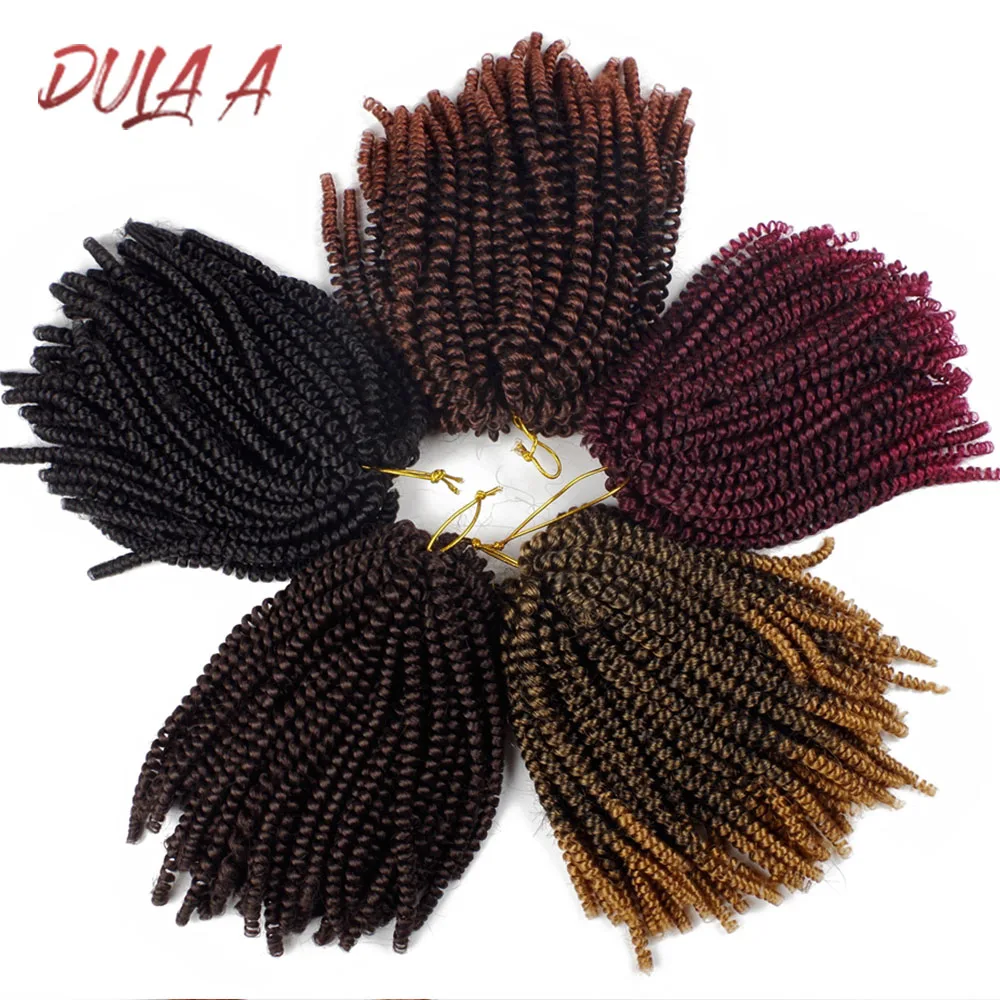 

Dula A 8 Inch Fluffy Spring Twist Hair Extensions Black Brown Burgundy Ombre Braiding Hair Synthetic Crochet Braids