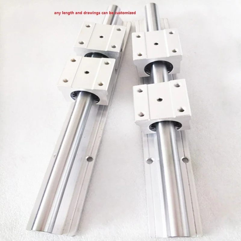 

2 Set 12mm Rod sbr SBR12 Fully Supported Linear Rail guide lineaire Shaft With 4Pcs SBR12UU Slide Ball Bearing Block for cnc