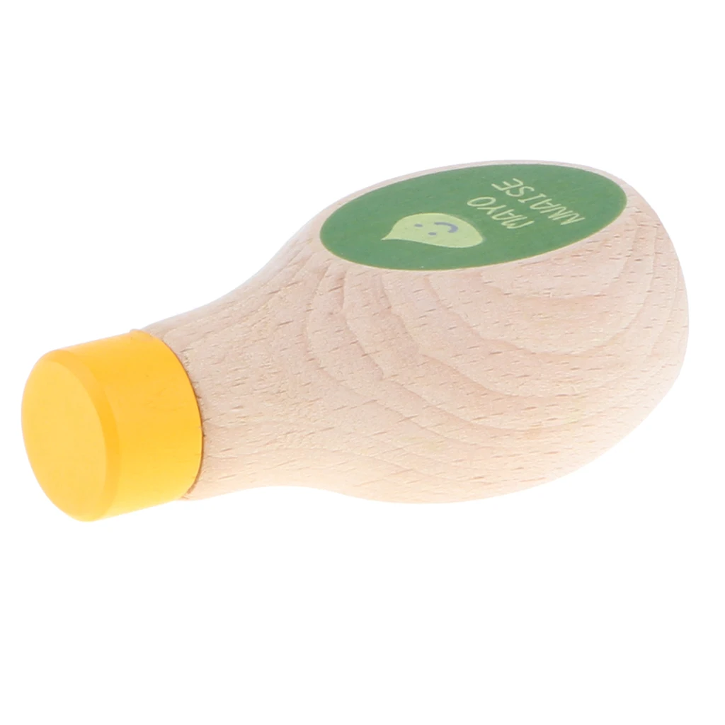 Wooden Soild Beech Mayonnaise Bottle Play Food Kids Pretend Role Play Game Kitchen Condiments Cooking Toys Creative