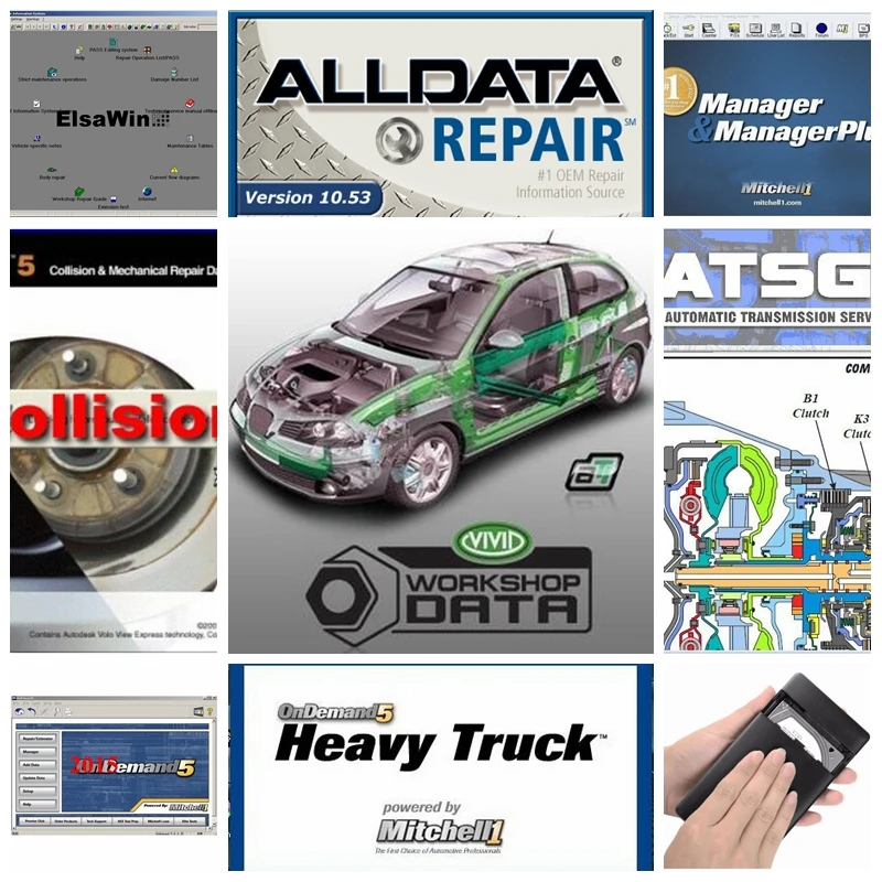 Alldata v10.53 + 2015 Mit // chell OD5 Elsawin Vivid Workshopdata ATSG тяжелый грузовик 50in1tb usb3.0 HDD все данные