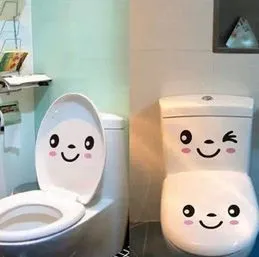 

2014 fashion toilet smile face wall vinyl sticker custom made home decoration