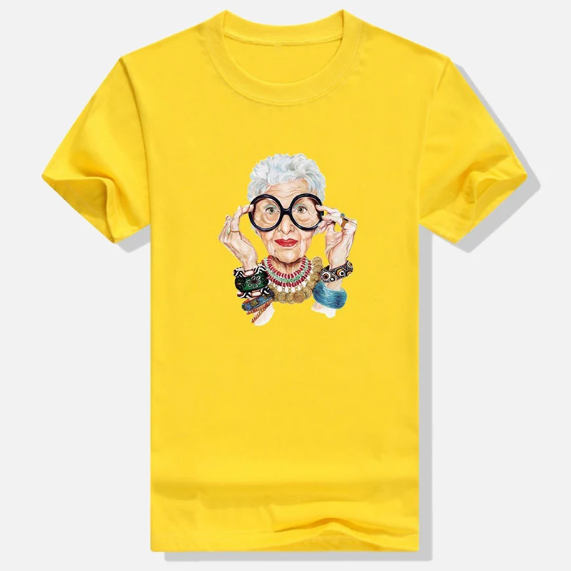 

O Neck Printed Fashion Grandmother Women T Shirt 2019 Summer Short Sleeve Vintage Cotton Female Tops Casual glass kawaii T-shirt