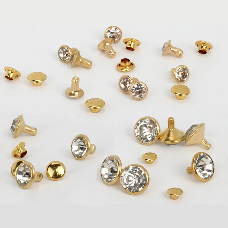 Sourcing Map Set 60 Rivetti Con Strass Cristallo Per Pelle - Borchie Fai Da Te Azzurre 6mm Per Vestiti, Cinture, Borse