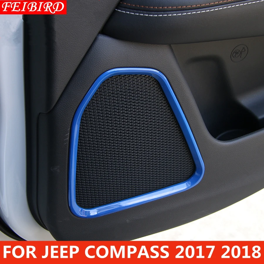 

ABS Inner Car Door Audio Speaker Molding Cover Trim 4 Pcs / Set For Jeep Compass 2017 2018 RED BLUE MATTE CARBON FIBERSTYLE