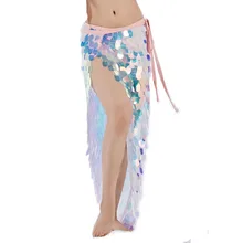 Сексуальный блестящий танец живота Русалка хип шарф шаль юбка шарфы танец живота костюм для женщин пояс Восточный танец одежда аксессуар