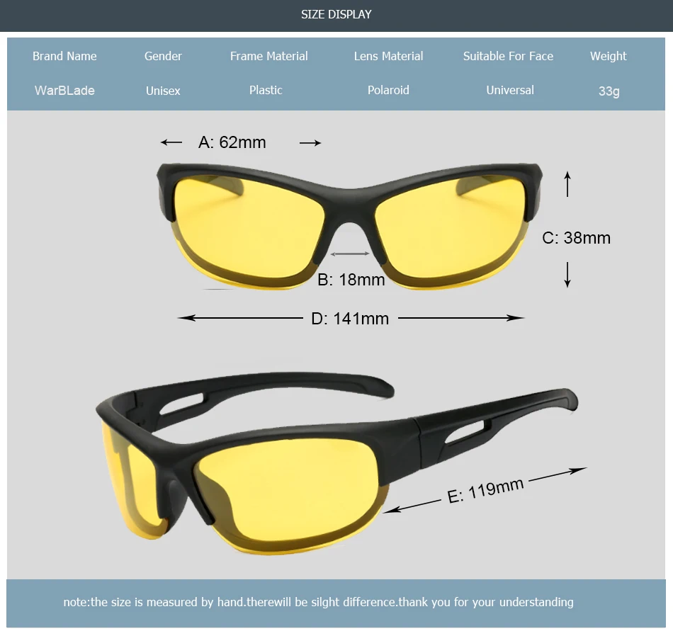 WarBLade новые мужские поляризованные солнцезащитные очки для вождения желтые линзы очки ночного видения очки поляроидные уменьшающие блики для мужчин