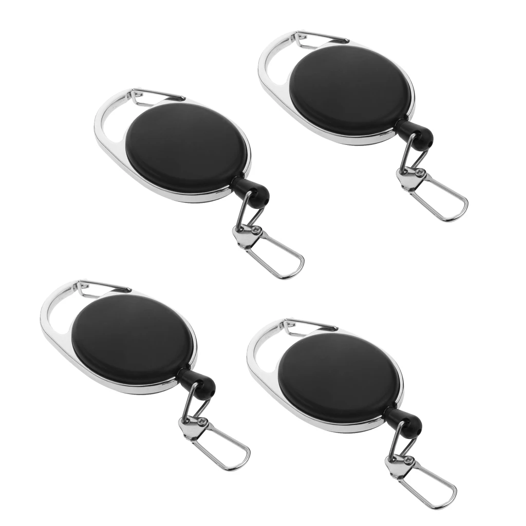 4 Pieces Retractable Keyring Extendable Metal Wire 60cm Keychain Clip Pull Key Ring Anti Lost ID Card Holder Key Chain