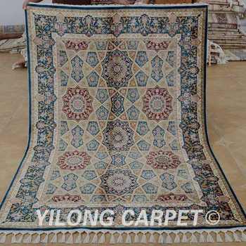 

Yilong 4.6'x6.6' Handmade silk carpet handmade exquisite turkish silk rug (CQG18A)