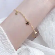 1 шт подлинный 925 пробы серебряный белый/золотой 5 мм Звездный Chian Браслет хорошее ювелирное изделие TLS156