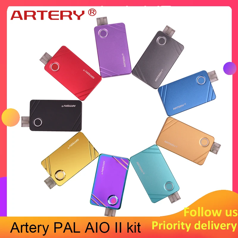 

New color Artery Pal AIO 2 Kit 1000mah with 3ml tank pod suit 1.0ohm/mesh 0.6ohm coils MTL Vape upgrade Artery Pal kit