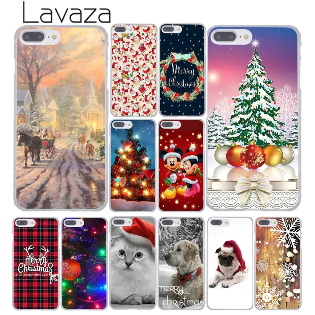 

Lavaza happy New Year merry Christmas Tree Snow Flakes Phone Case for iPhone XR XS X 11 Pro Max 10 7 8 6 6S 5 5S SE 4S 4 Cover