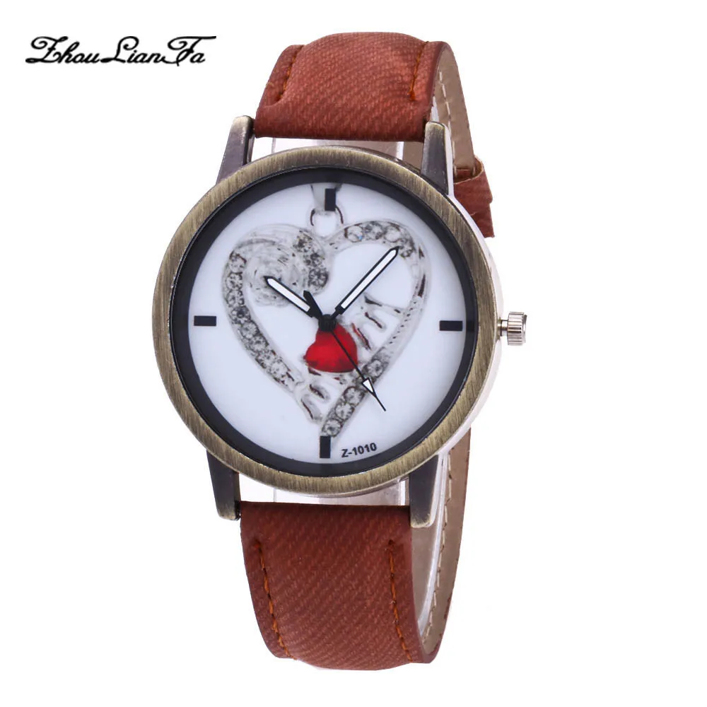 Zhoulianfa Brand Women's Watch Fashion Casual Leather Heart pattern Analog Quartz Round Watch Wristwatch For Female Gift Zhoulianfa Brand Women's Watch Fashion Casual Leather Heart pattern Analog Quartz Round Watch Wristwatch For Female Gift