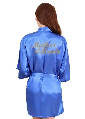 RB91 Модный Шелковый халат для матери с золотыми буквами, сексуальный женский короткий атласный свадебное кимоно, одежда для сна - Цвет: royalblue Mother of