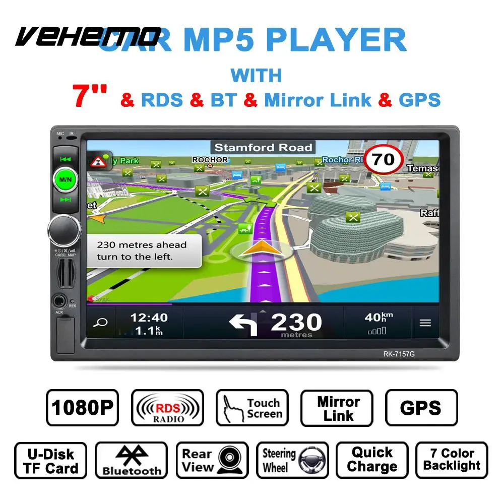 Vehemo TFT Screen 7 Inches MP5 Player RDS Car MP5 Smart Premium Navigation HD