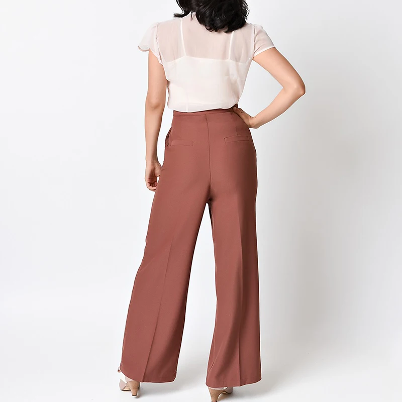 Pxmoda 2016 осенние женские брюки 40 х годов стиль vintage твердые свободные полная длина