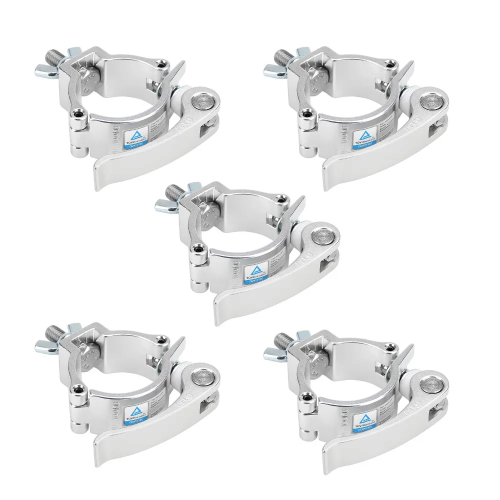 

5 Pack 2 Inch Truss Pipe Clamp 220 lbs Quick Release Stage Light Mount Heavy Duty Aluminum