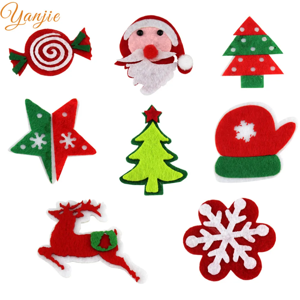 

20pcs/lot Christmas DIY Hair Accessories 2019 Christmas Felt Pads For Girls And Kids Headband Hair Bow Headwear