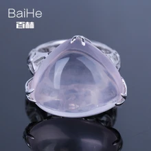 BAIHE Solid 14K White Gold(AU585) 20CT Certified Pink/Flawless Genuine Pink Quartz Wedding Women Trendy Fine Jewelry Ring