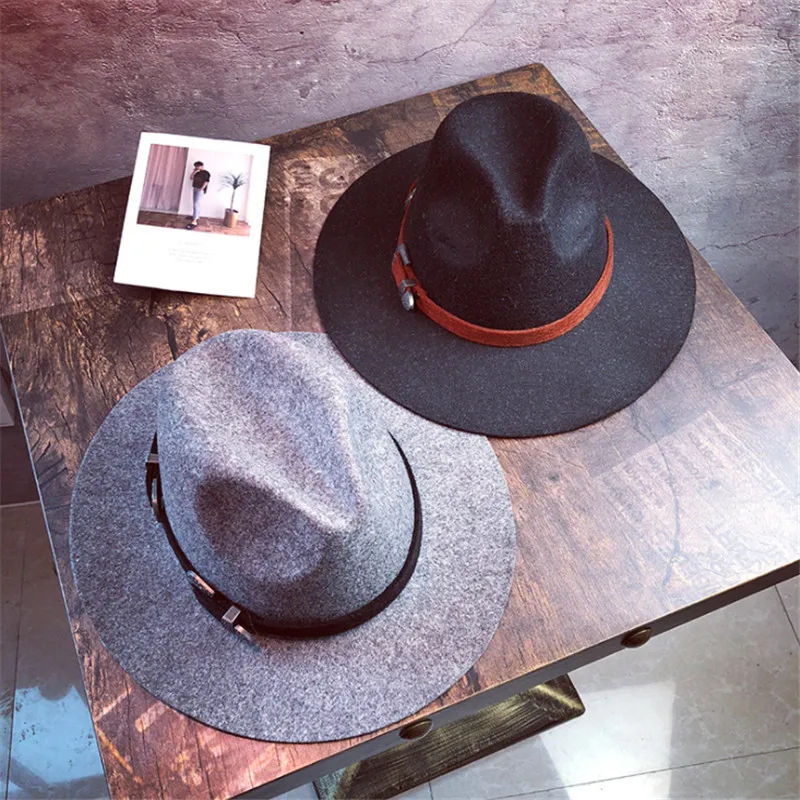 

Special Felt Hat Men Fedoras Hats with Belt Women Vintage Trilby Caps Wool Fedora Warm Jazz Hat Chapeau Femme feutre Panaman hat