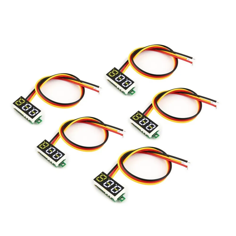 

5PCS 100V 0.28in 3 Wire LED Digital Display Panel Voltmeter Electric Voltage Meter Volt Tester for Auto Battery Car Motorcycle