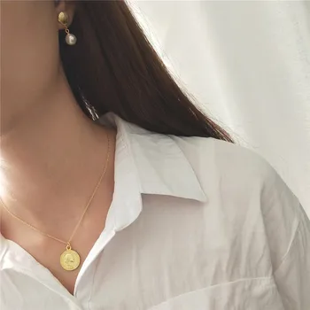 

INZATT 2018 New Arrived Real 925 Sterling Silver Round Dollar New Shape Pendant Necklaces Classic Fine Jewelry For Women Gift