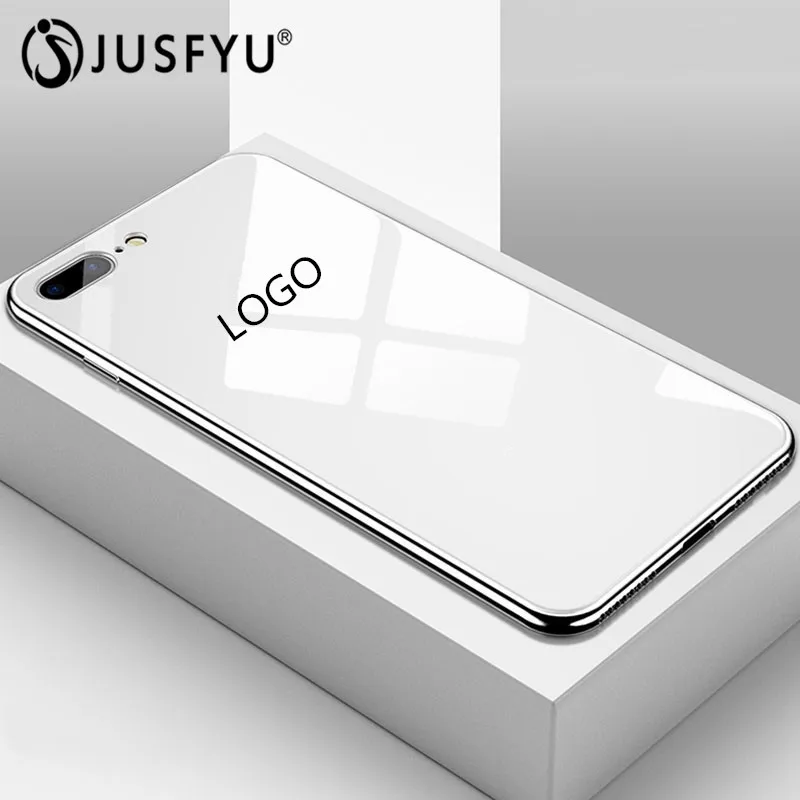 

Tempered Glass Plating Phone Case For iphone With Logo Cover Soft TPU Edge Cases For iphone XS Max XS XR X 8 7 6S 6 Plus Coque