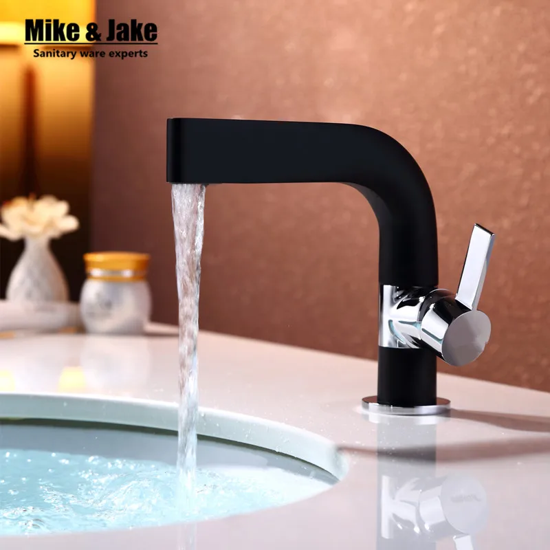 

single handle black with chrome basin mixer bathroom faucet crane crock hot and cold water mixer bathroom stand basin tap M10107
