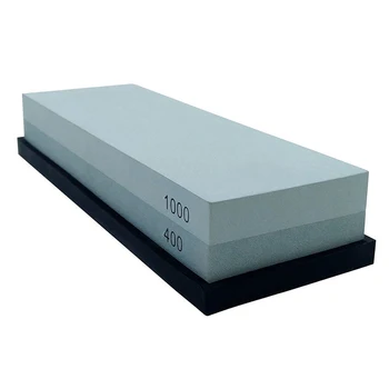 

Hot sale Sharpening Stone Double Sided Whetstone Set For Knives With Non-Slip Bamboo Base (400 & 1000)