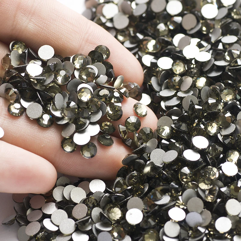 

2028NoHF Black Diamond Color Stones All Sizes SS3,4,5,6,8,10,12,16,20,30,34 Non Hotfix Glue on Flatback Rhinestones