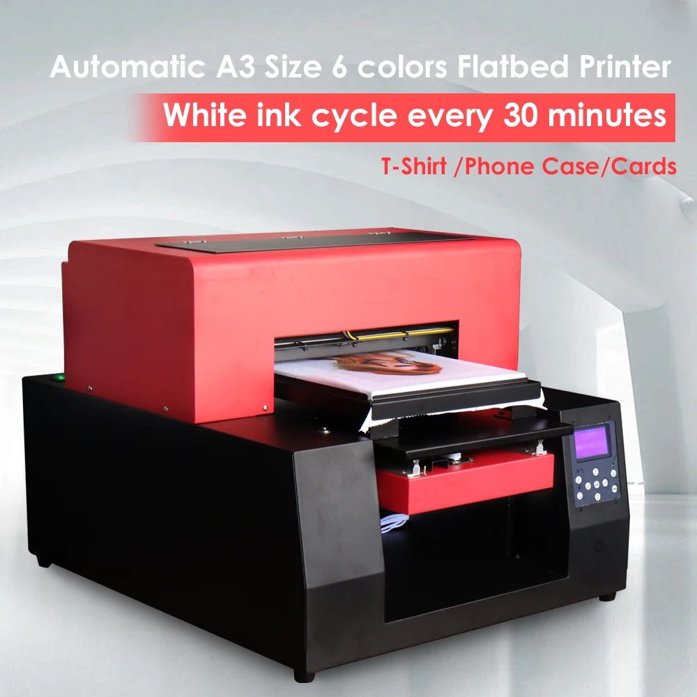 ^Cheap Jetvinner Automatic A3 Size Flatbed Printer 6-color DTG Printers for Dark and White Color T-shirt, Textile, Clothing Printing