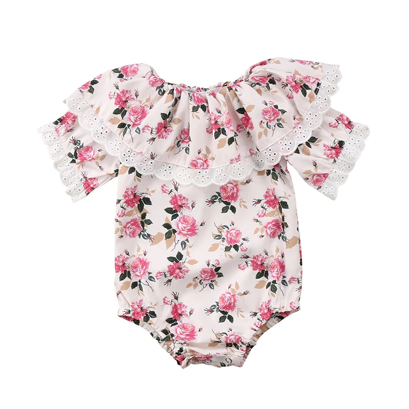 Buy Cute Newborn Baby Girl Floral Romper Short Sleeve
