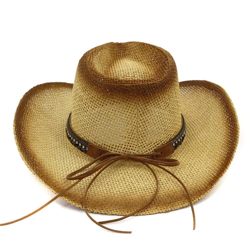 Hawcoar Новая модная ковбойская шляпа модное дикое западное нарядное платье для мужчин леди ковбойская унисекс соломенная шляпа женская летняя Z5