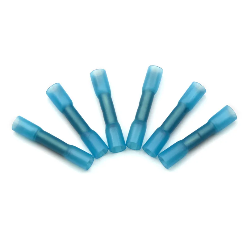 100 шт. водонепроницаемые термоусадочные стыковые клеммы синий изолированный Электрический провод кабель термоусадочные обжимные разъемы для 16-14 AWG