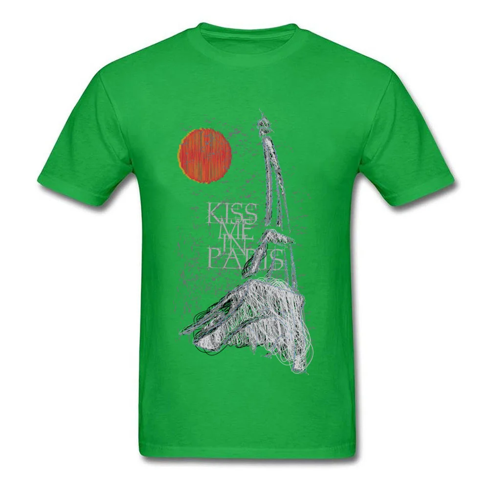 Paris Cotton Fabric Tees for Men Summer T-Shirt Party Hot Sale Round Collar Tops T Shirt Short Sleeve Drop Shipping Paris green