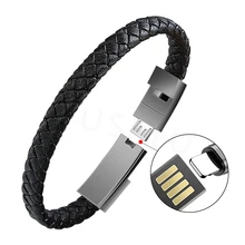 Mini Micro USB Bracelet Charger Data Charging Cable Outdoor Portable Leather Sync Cord For iPhone6 6s Android Type-C Phone Cable