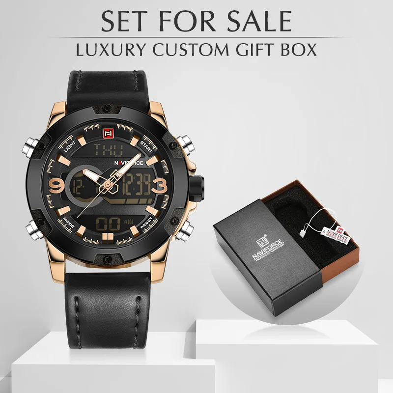 

Men Watches Leather Sports Watch NAVIFORCE Luxury Brand Military Quartz Male Clock With Box Set For Sale Relogio Masculino