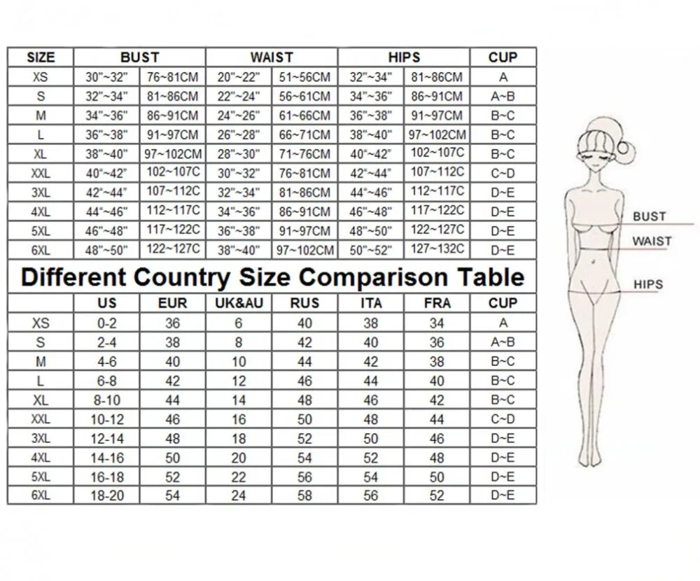 plus size chartXS-6XL